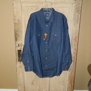 Wrangler Denim Cowboy Cut Western Work Shirt Mens Size 3XT (G-7)